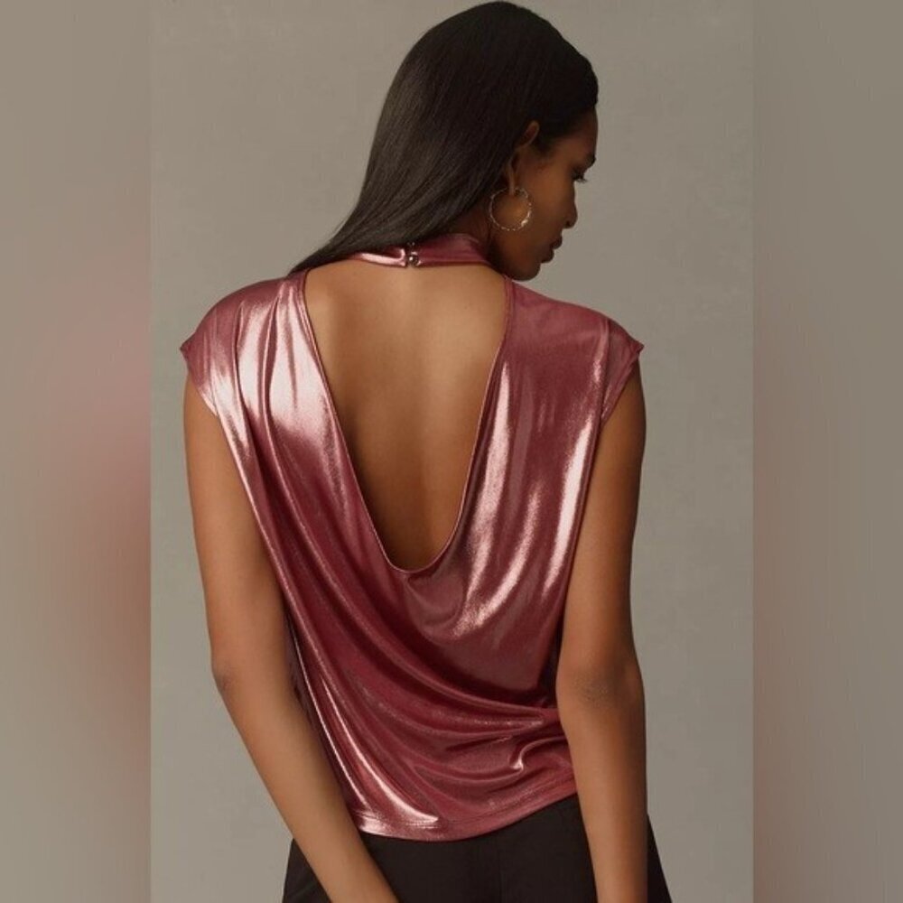 NWT Size XS - By Anthropologie Cowl-Neck Liquid Shine Top (NWT US$58)
